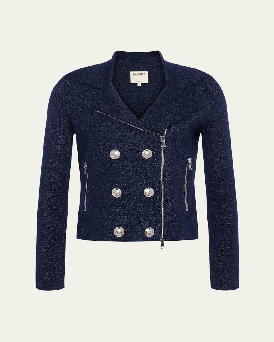 Chia Sparkly Knit Biker Jacket
